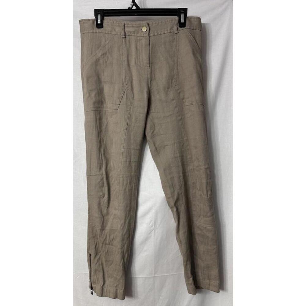 Veronica Beard Womens Ankle Zip Linen Blend Beige Pants‎ Slacks Trousers Size 6